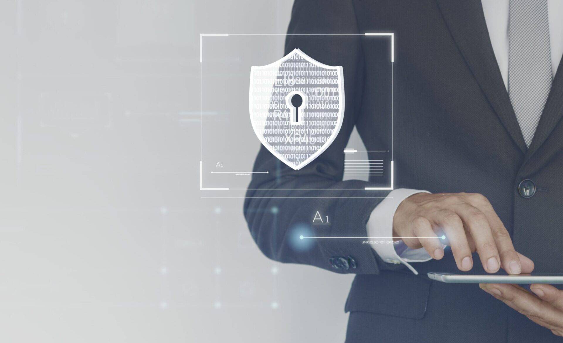 Illustration of key data security solutions protecting sensitive digital information.